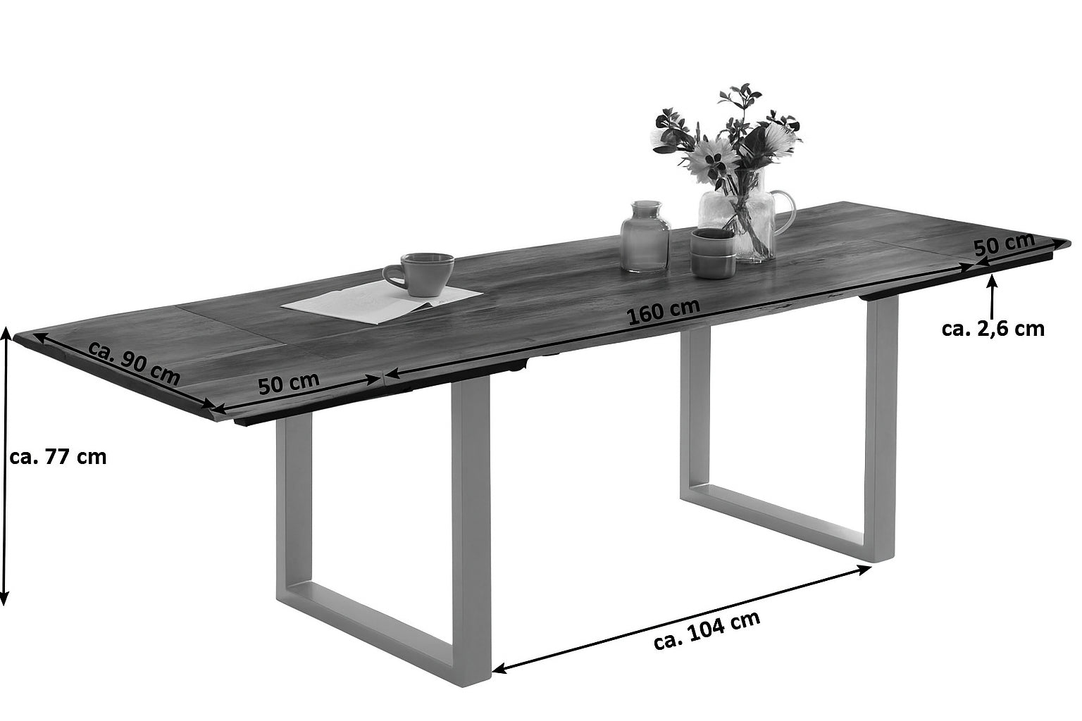 #naturfarben #160(260)x90 #u-gestellsilber