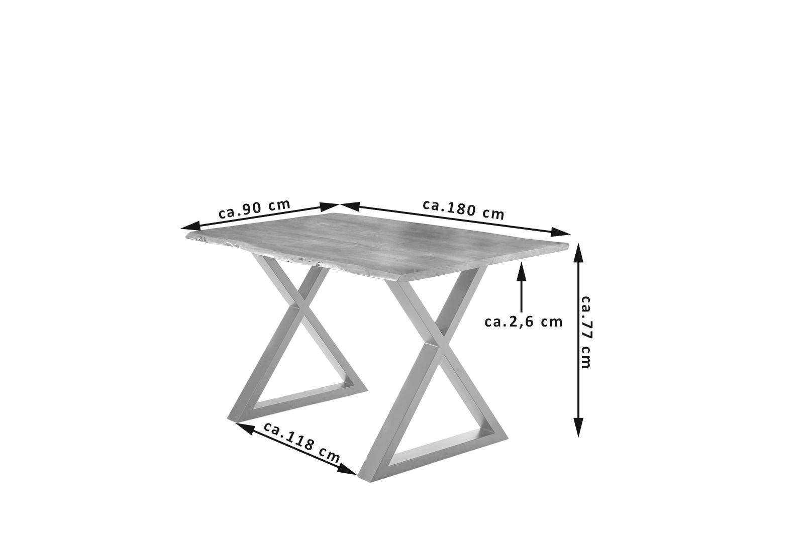 #naturfarben #180x90 #x-gestellsilber