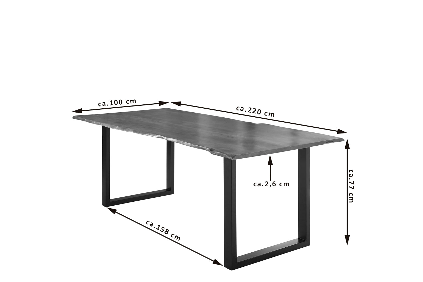 #nussbaumfarben #220x100 #u-gestellschwarz