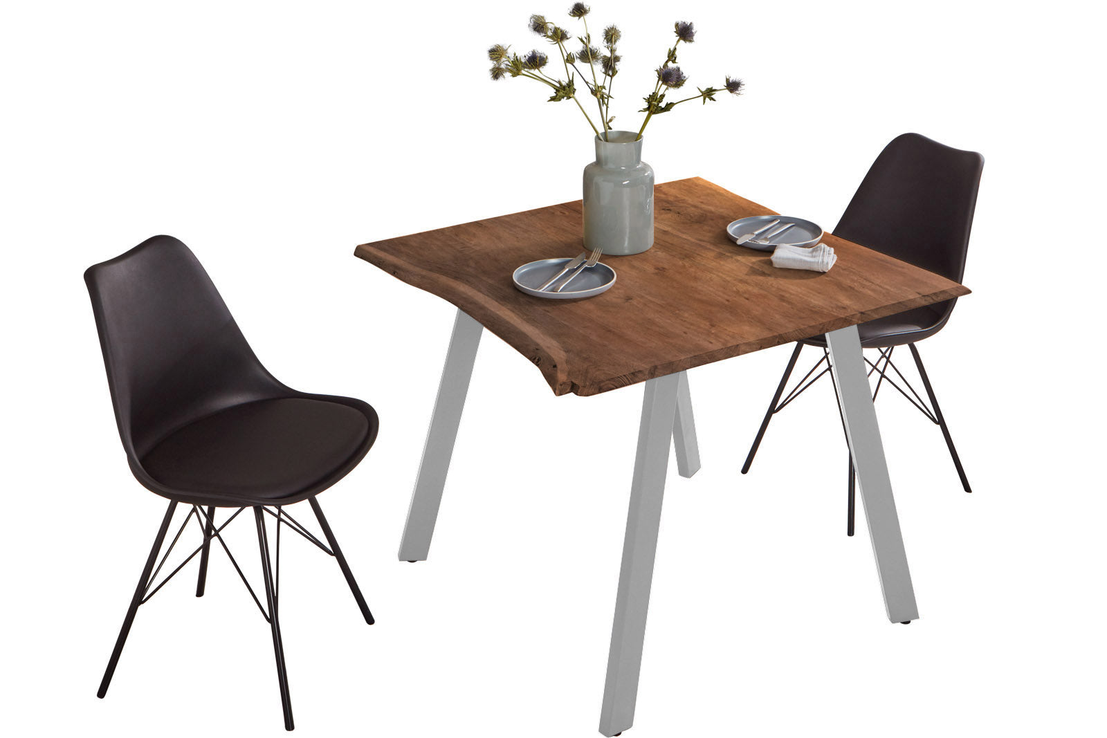 #nussbaumfarben #90x90 #vierfuß-gestellsilber