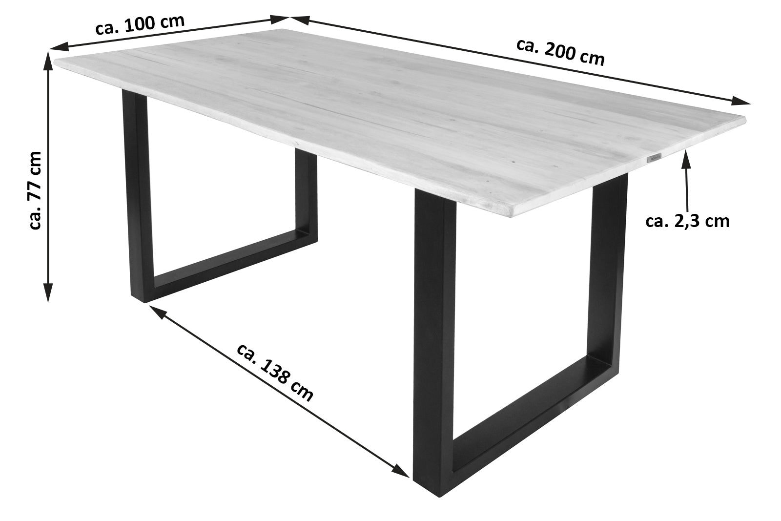 #rubberwoodnaturfarben #200x100 #u-gestellschwarz