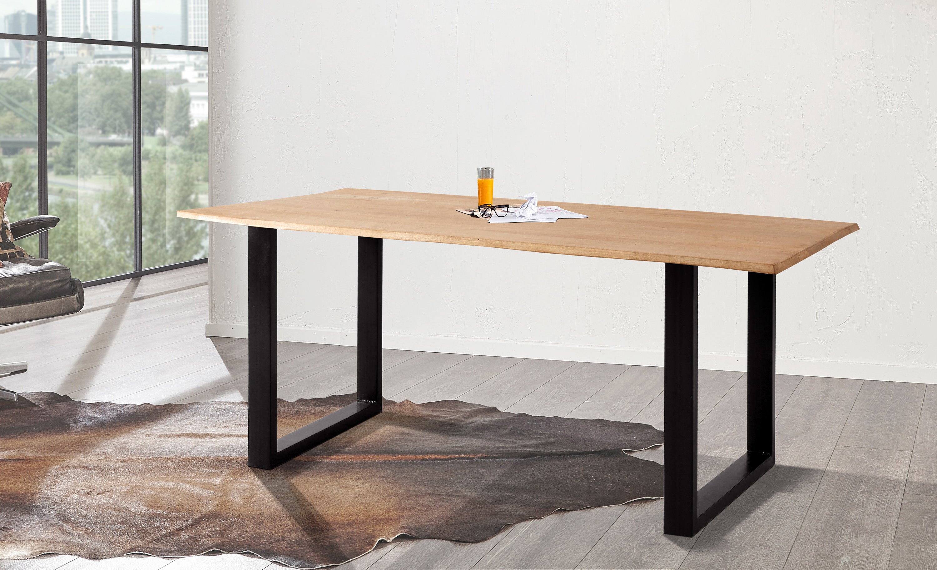 #rubberwoodnaturfarben #200x100 #u-gestellschwarz