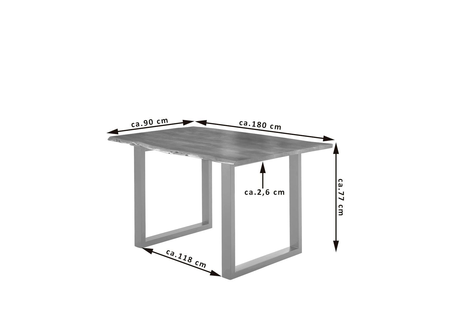 #nussbaumfarben #180x90 #u-gestellsilber