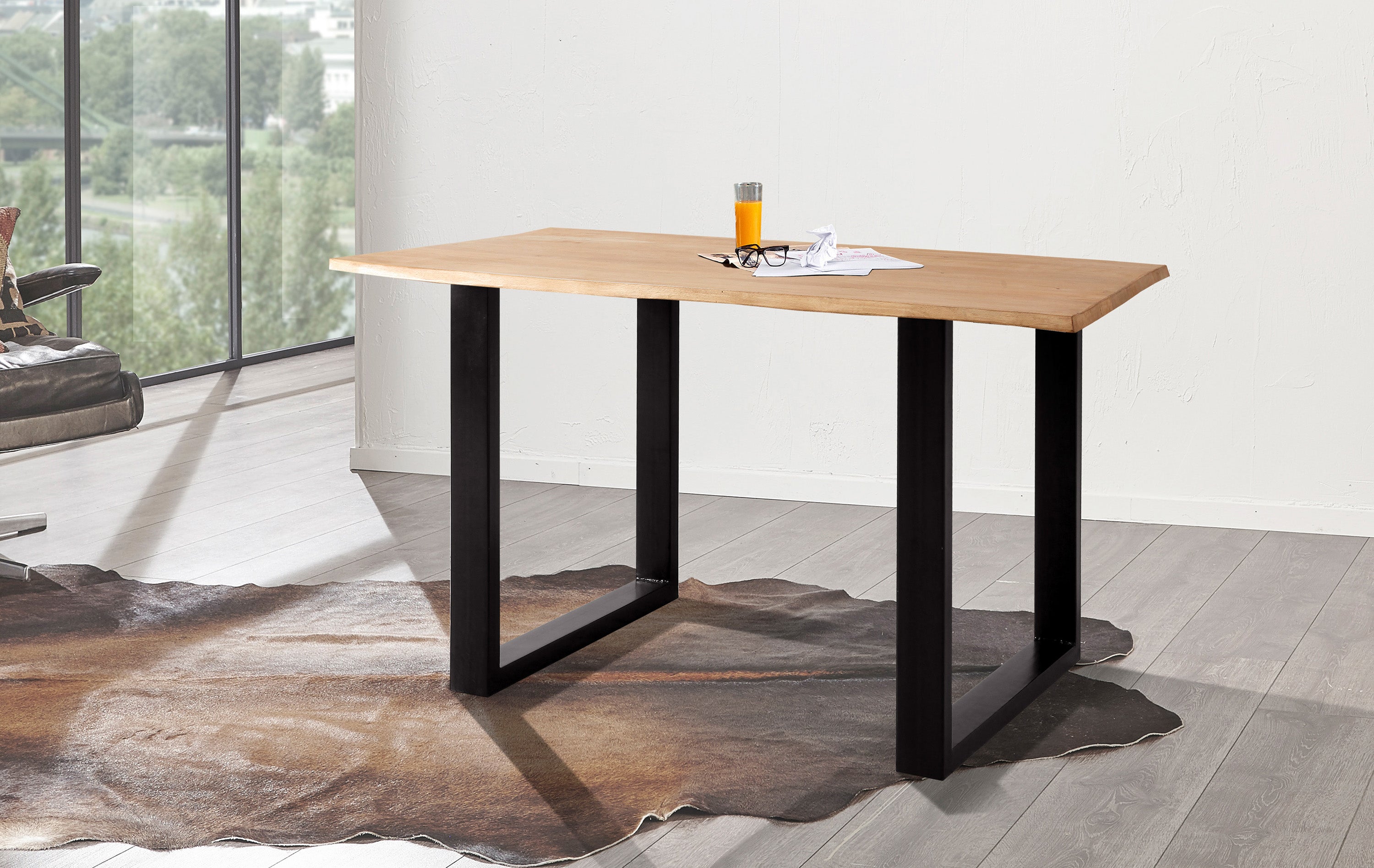 #rubberwoodnaturfarben #140x80 #u-gestellschwarz