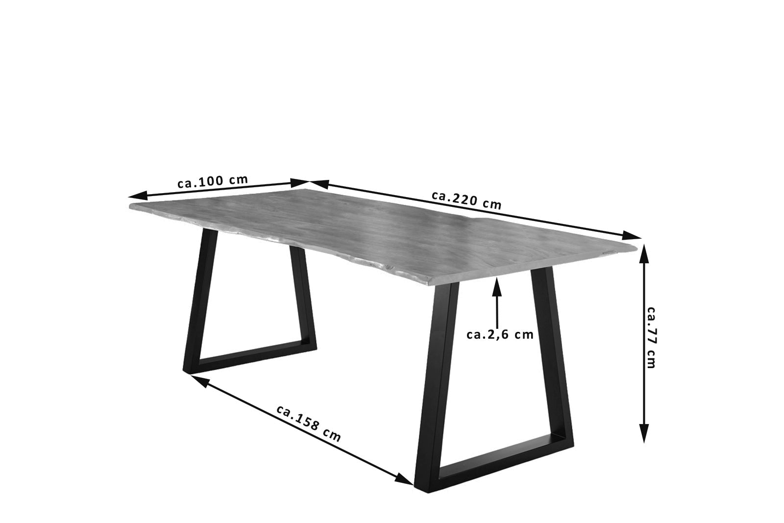 #nussbaumfarben #220x100 #v-gestellschwarz