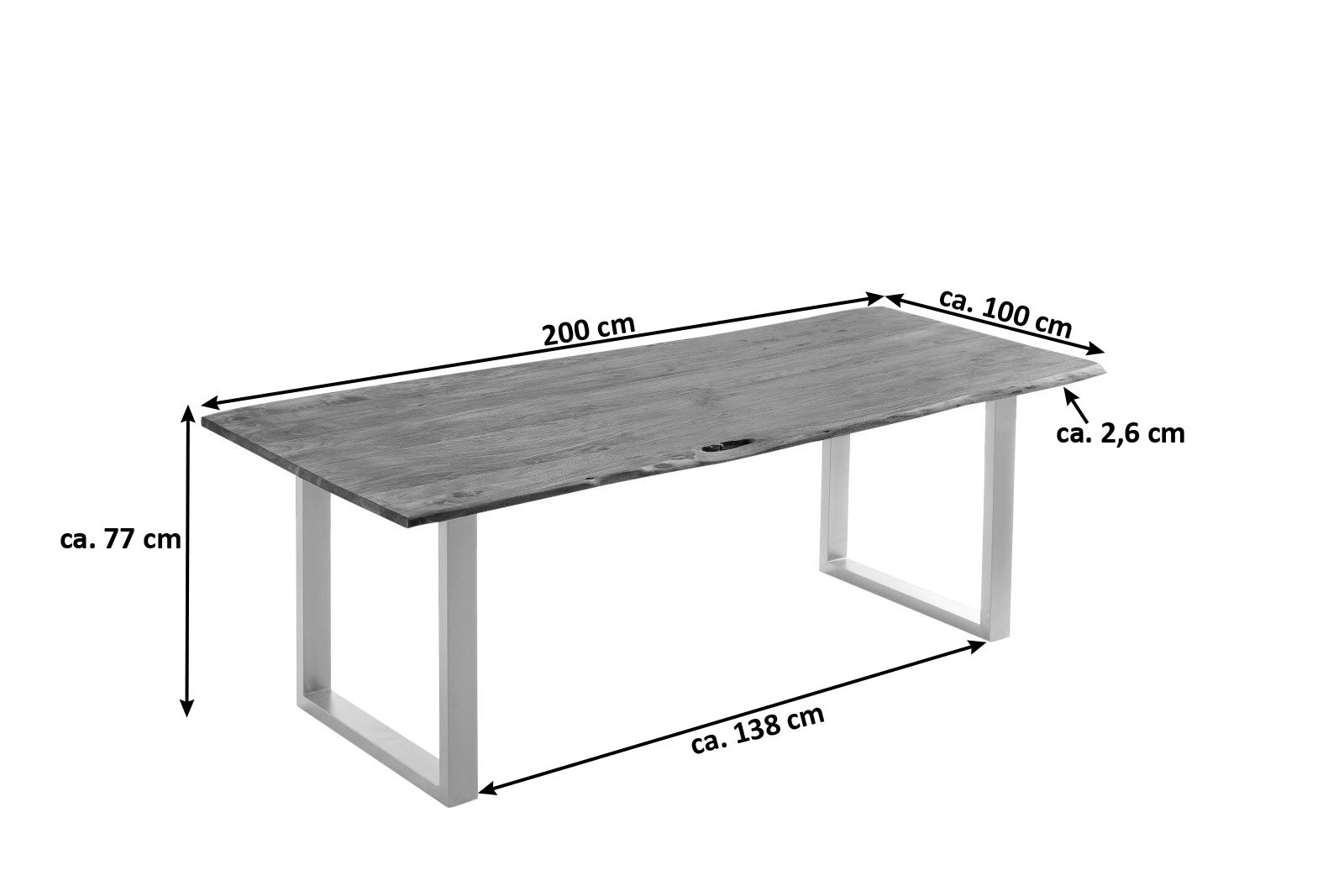 #nougatfarben #200x100 #u-gestellsilber