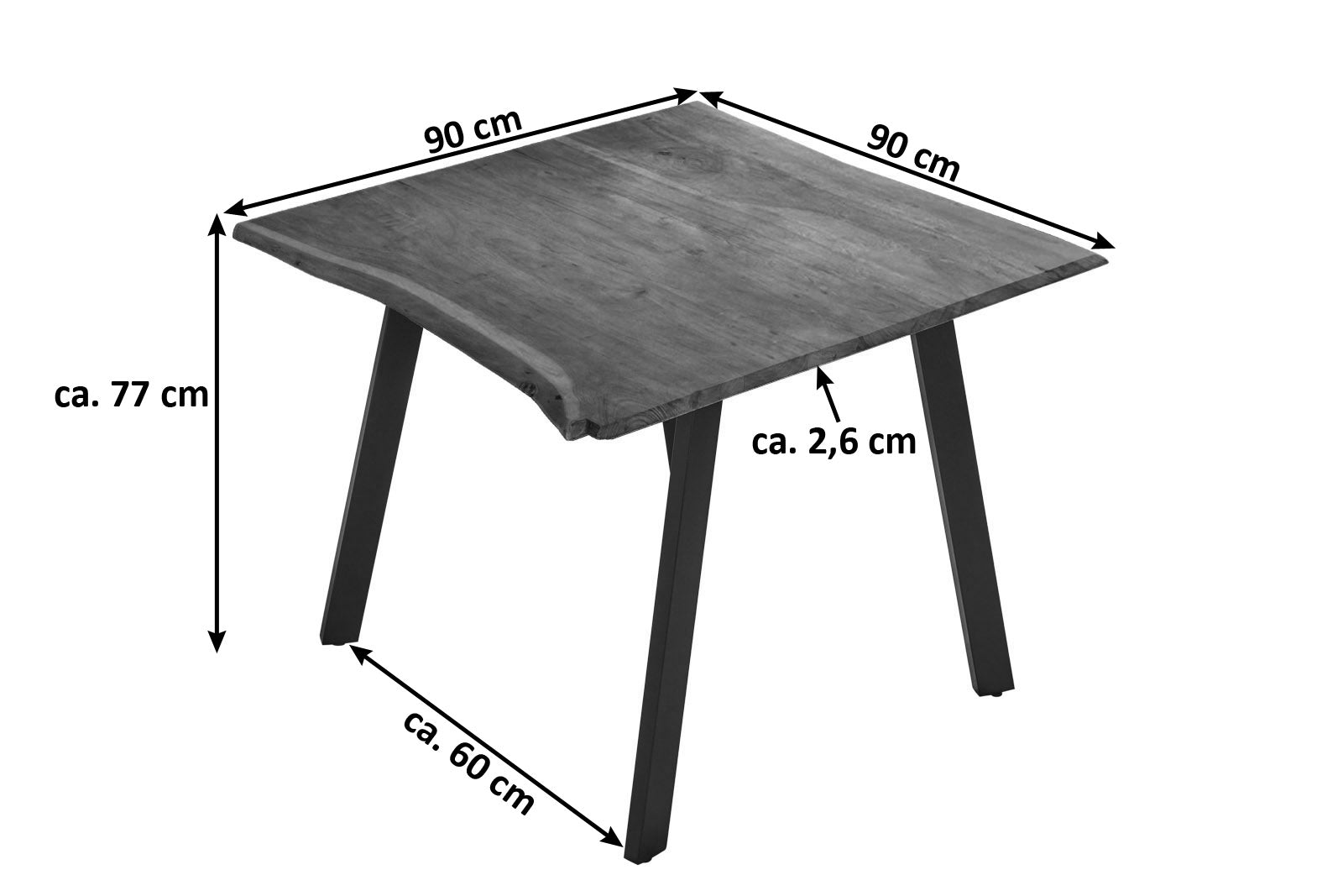 #nussbaumfarben #90x90 #vierfuß-gestellschwarz