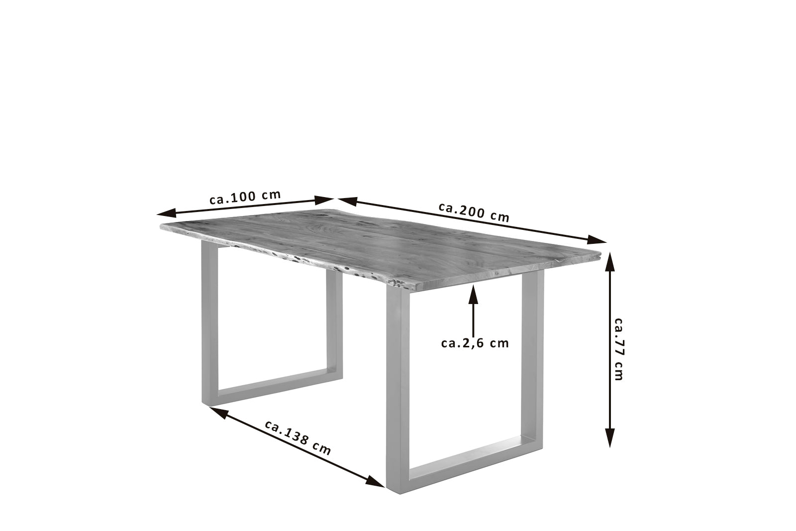 #nussbaumfarben #200x100 #u-gestellsilber