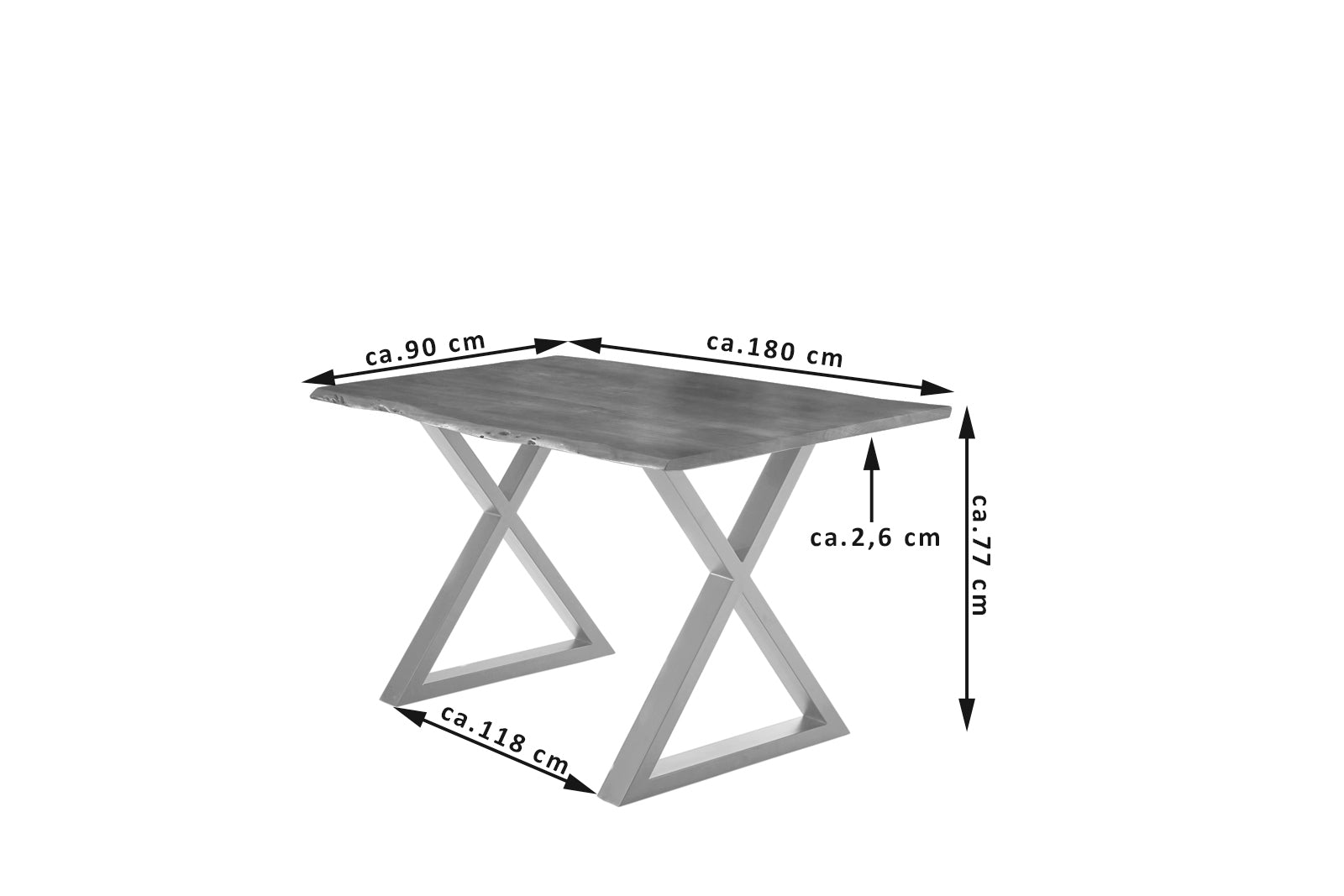 #nussbaumfarben #180x90 #x-gestellsilber