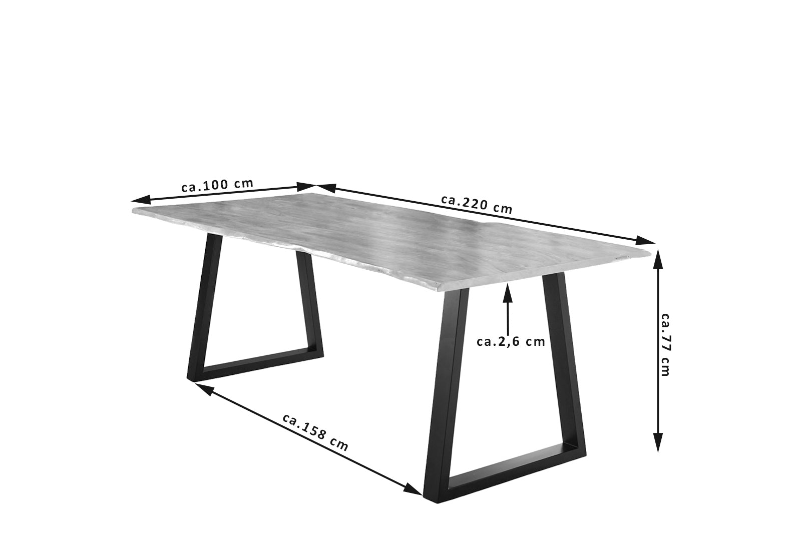 #naturfarben #220x100 #v-gestellschwarz
