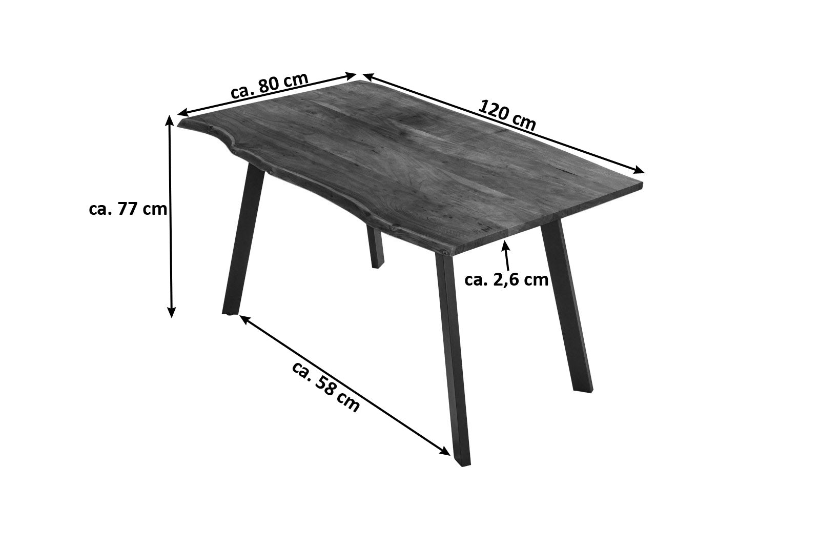 #nussbaumfarben #120x80 #vierfuß-gestellschwarz