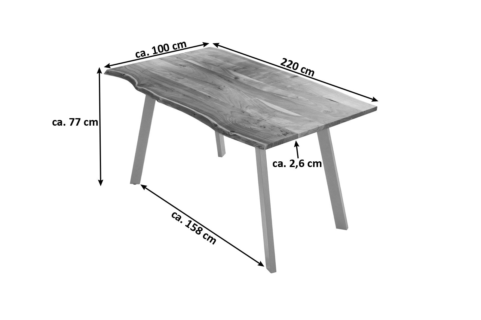 #naturfarben #220x100 #vierfuß-gestellsilber