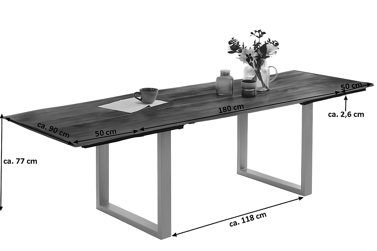 #nussbaumfarben #180(280)x90 #u-gestellsilber