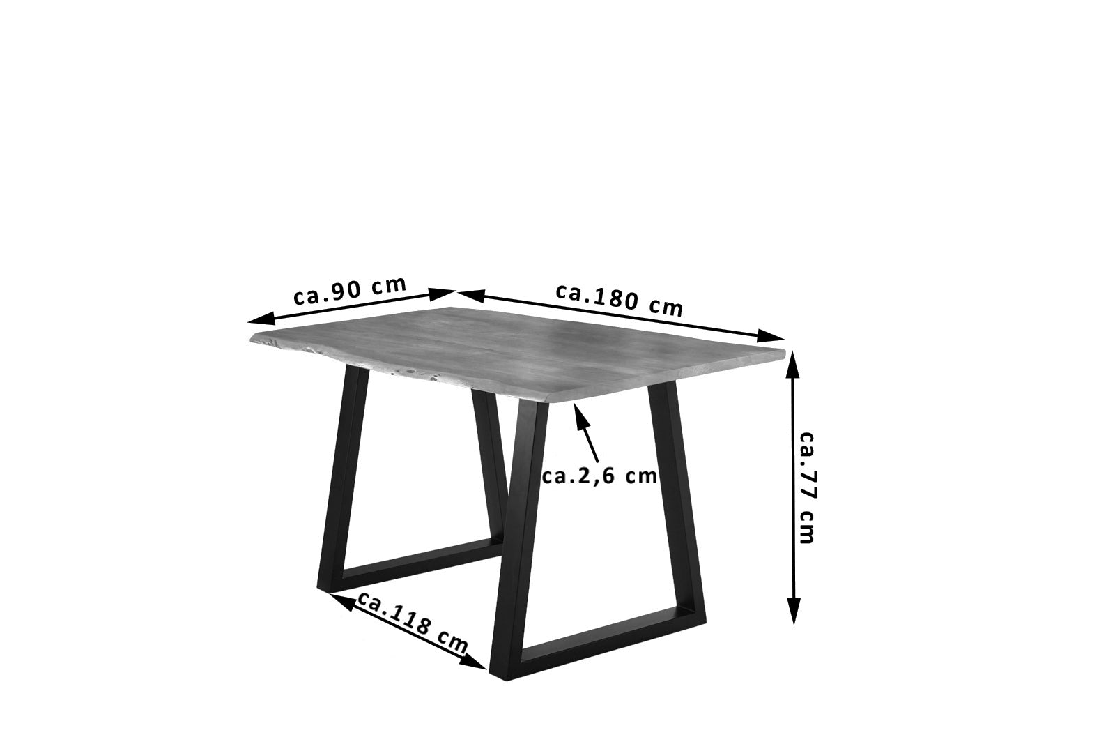 #nussbaumfarben #180x90 #v-gestellschwarz