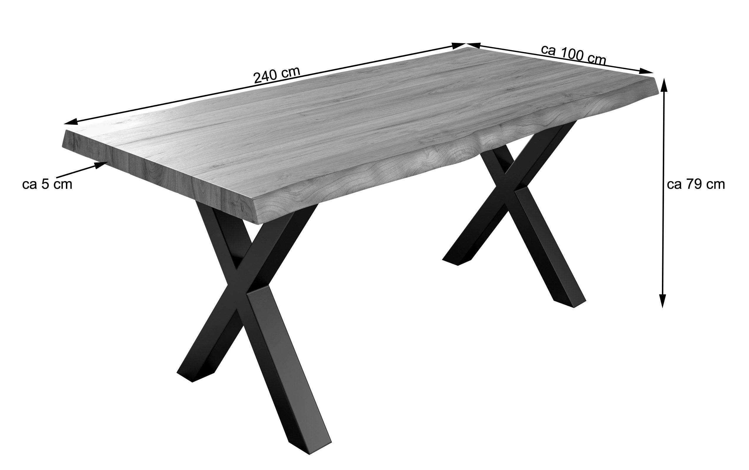 #nussbaumfarben #240x100 #x-gestellsilber