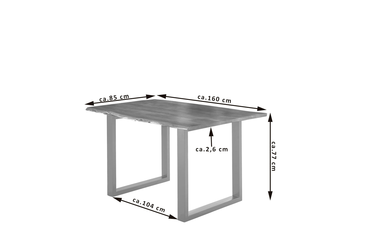 #nussbaumfarben #160x85 #u-gestellsilber