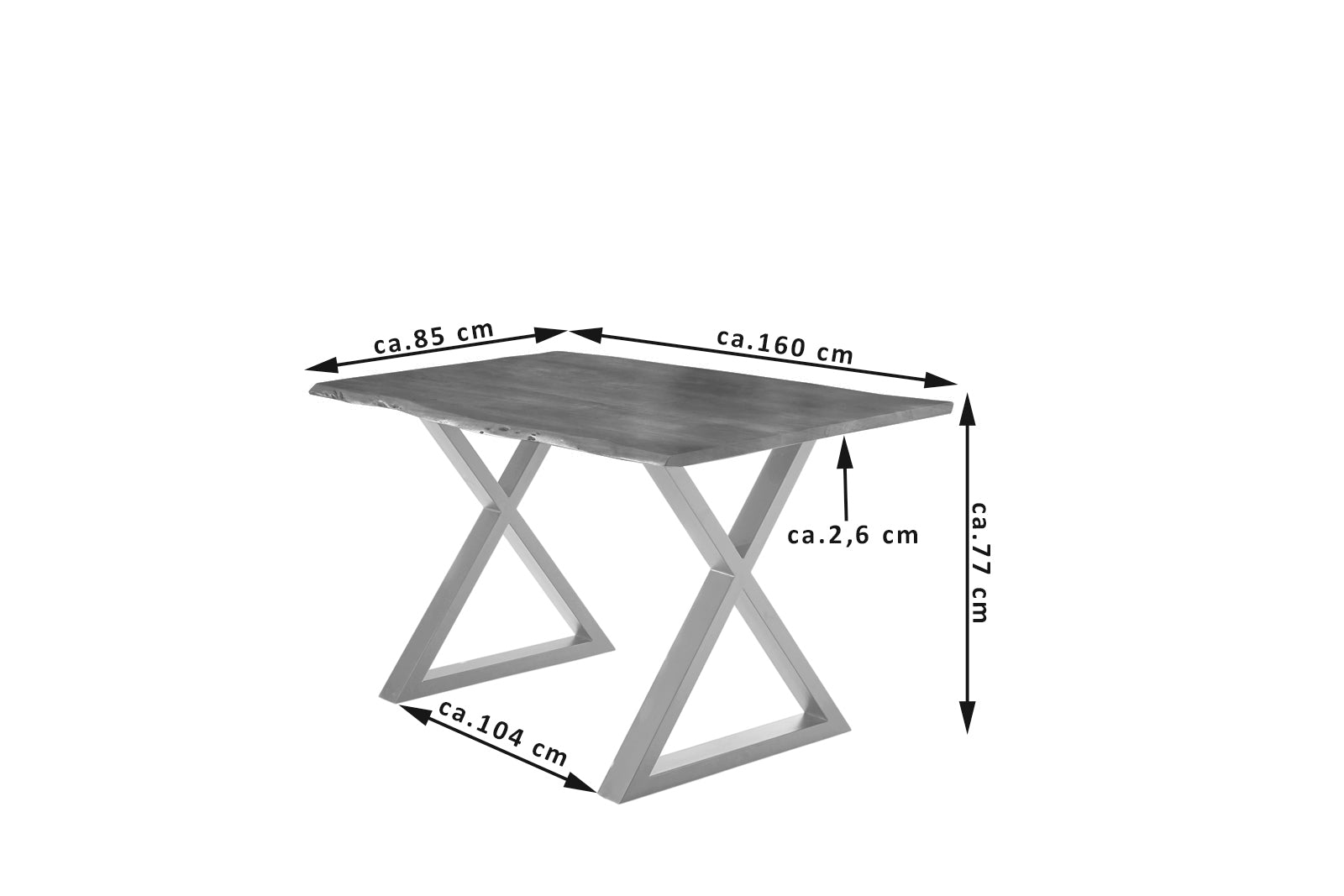 #nussbaumfarben #160x85 #x-gestellsilber