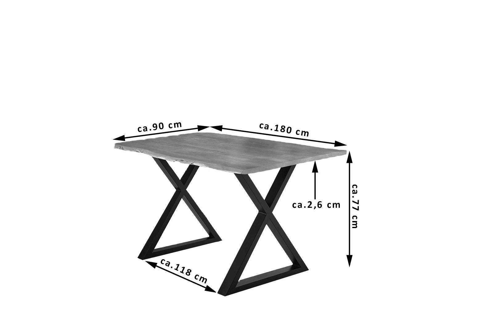 #nussbaumfarben #180x90 #x-gestellschwarz