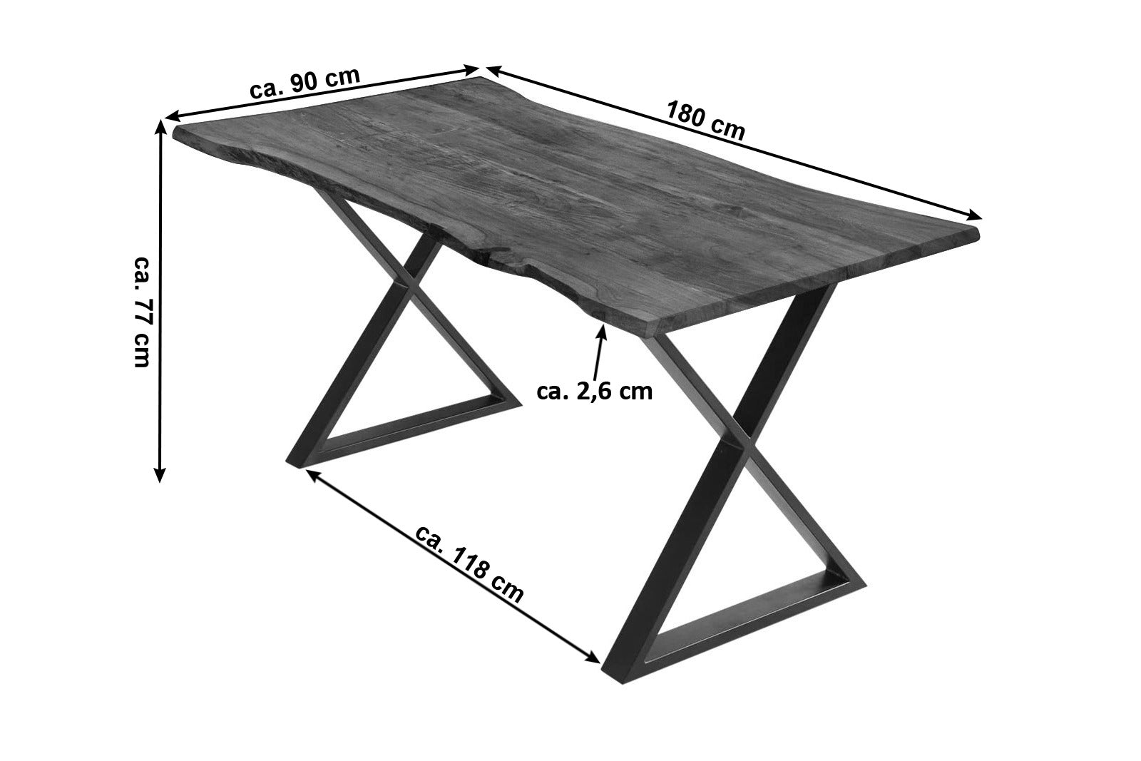 #nussbaumfarben #180x90 #x-gestellschwarz