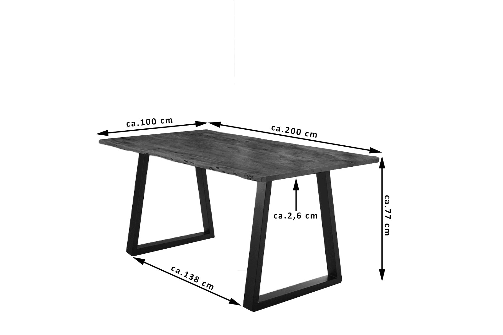 #nussbaumfarben #200x100 #v-gestellschwarz