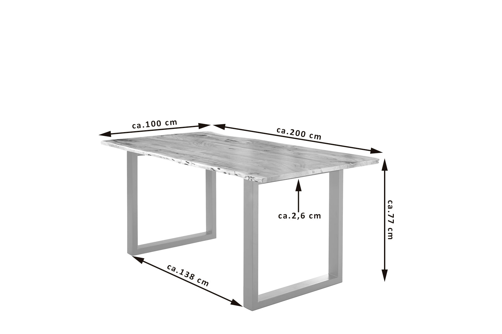 #naturfarben #200x100 #u-gestellsilber