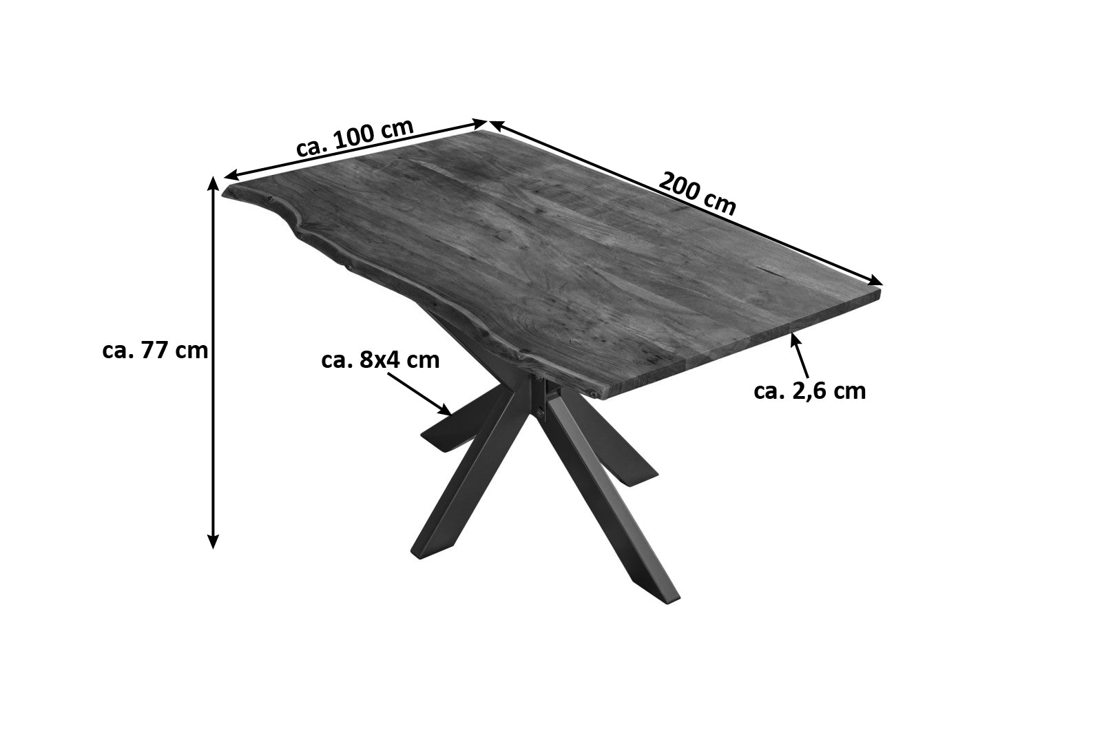 #nussbaumfarben #200x100 #spider-gestellschwarz