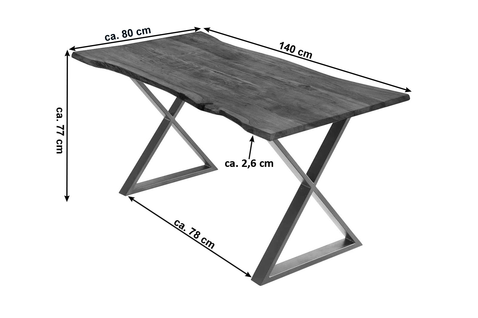#nussbaumfarben #140x80 #x-gestelledelstahl