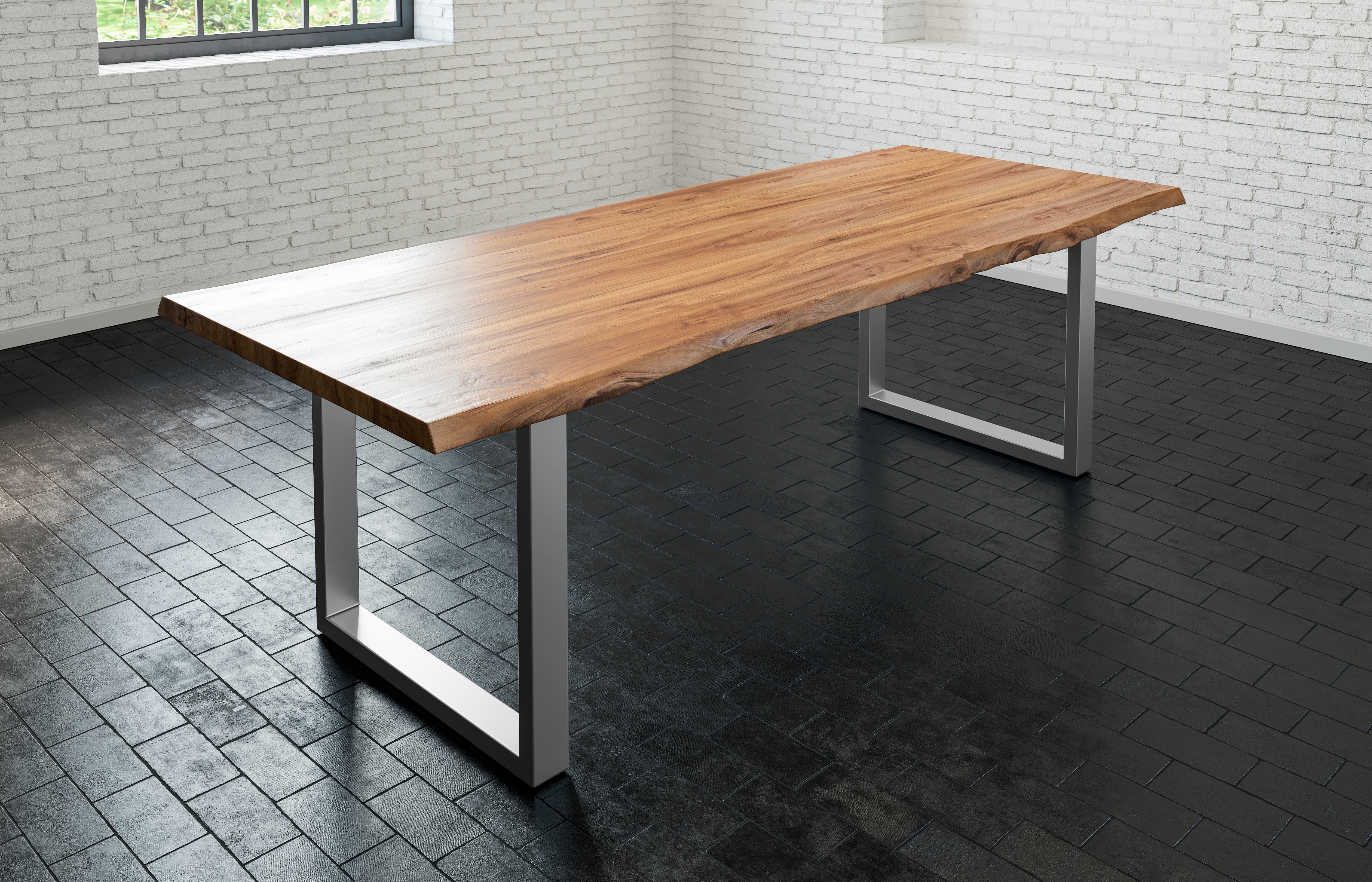#naturfarben #200x100 #u-gestellsilber