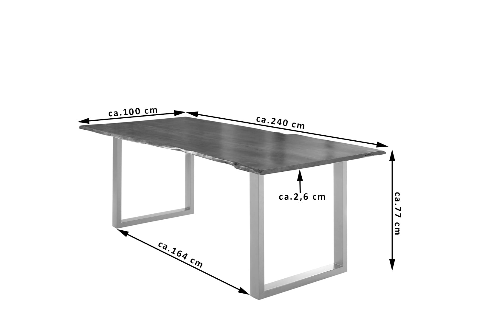 #nussbaumfarben #240x100 #u-gestellsilber