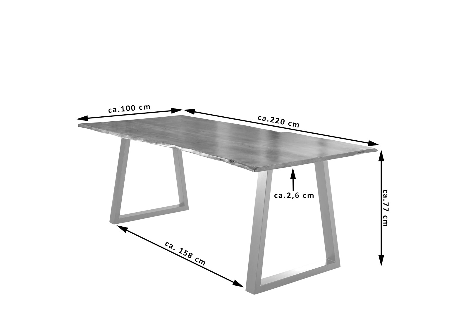 #naturfarben #220x100 #v-gestellsilber