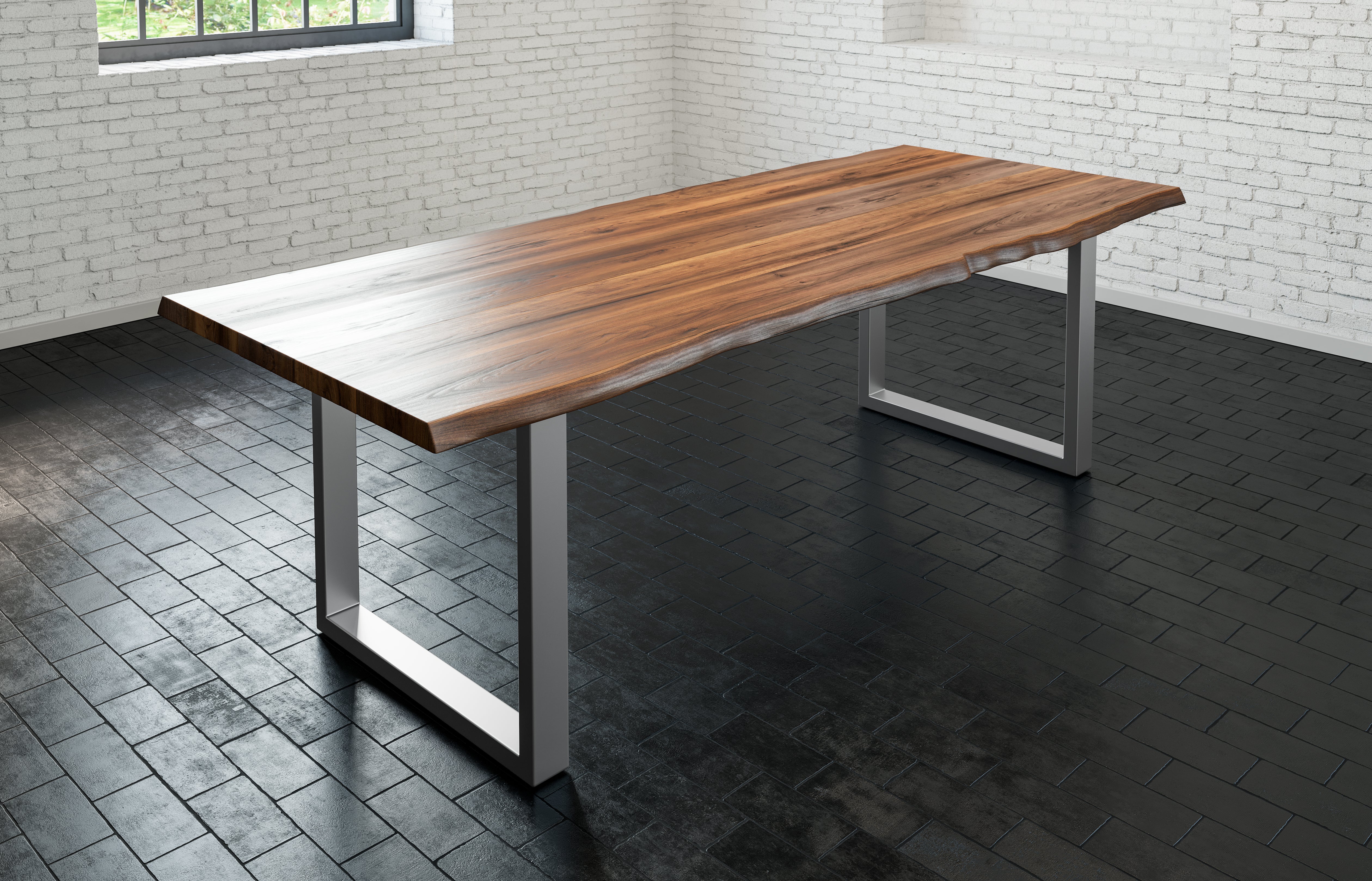 #nussbaumfarben #200x100 #u-gestellsilber