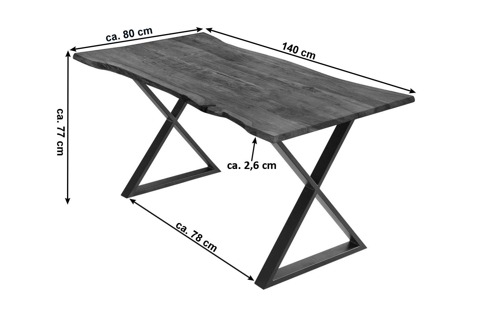 #nussbaumfarben #140x80 #x-gestellschwarz