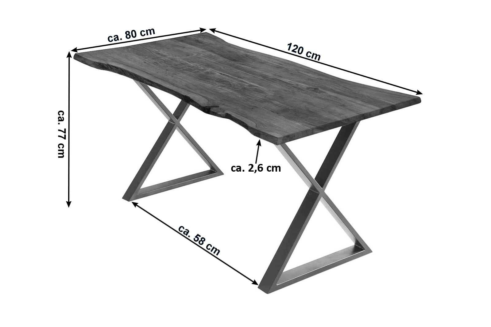 #nussbaumfarben #120x80 #x-gestelledelstahl
