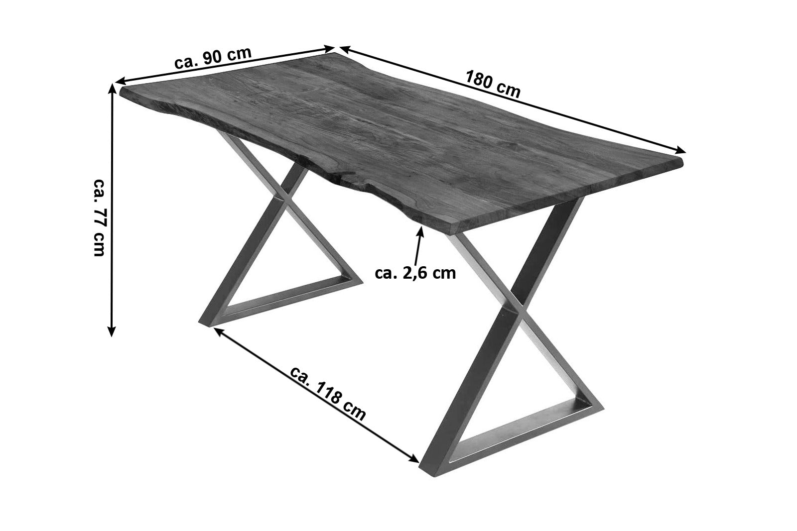 #nussbaumfarben #180x90 #x-gestelledelstahl