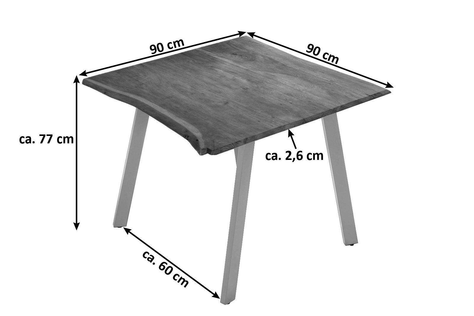 #nussbaumfarben #90x90 #vierfuß-gestellsilber