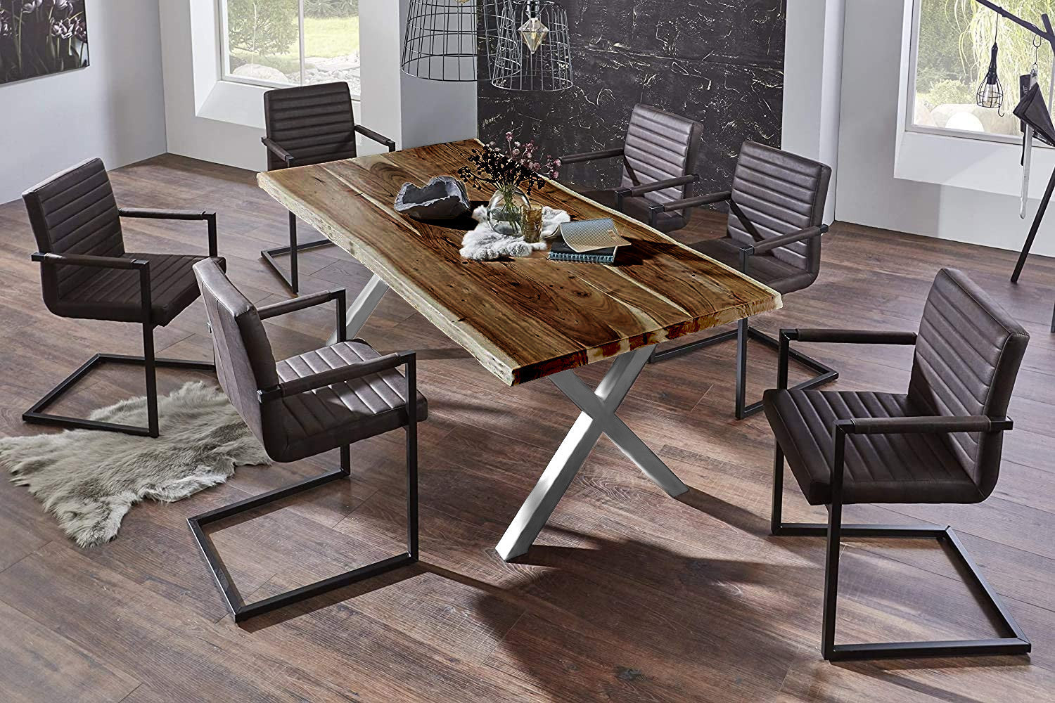 #nussbaumfarben #280x100 #x-gestellsilber