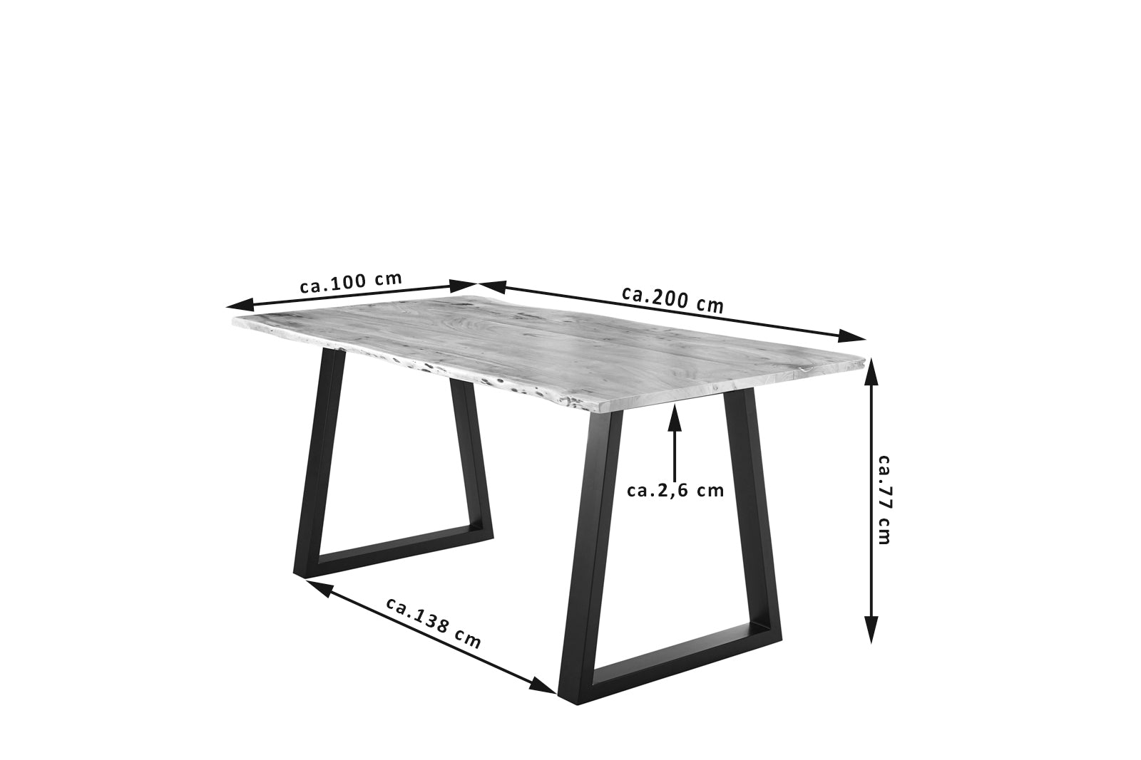 #naturfarben #200x100 #v-gestellschwarz