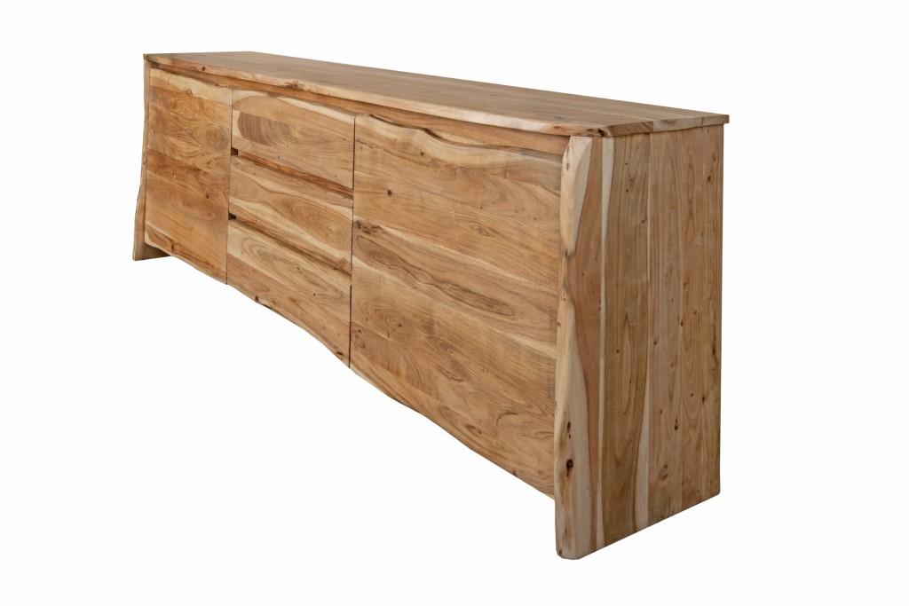 B-Ware Einzelstück Sideboard Baumkante 200 x 47 x 84 cm Akazie natur DALESA