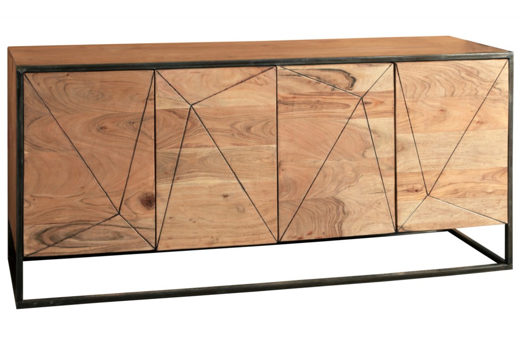 B-Ware Einzelstück Kommode Sideboard Akazie massiv stonefarben 175 x 40 x 76 cm CANDELA